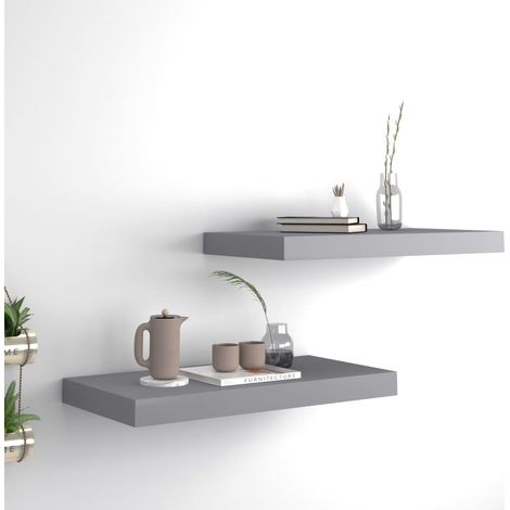Estantes flotantes de pared 2 uds MDF gris 50x23,5x3,8 cm vidaXL