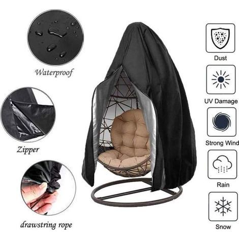 Oxford Chair Cover - Waterproof, UV-Resistant - For Outdoor Use - Black (1/4)