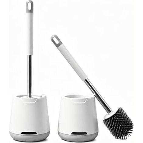 Soft-Bristle Toilet Brush with no Dead Corners, Featuring a Base for Wall mounting Or Floor Placement, Multi-Purpose Cleaning Set for bathrooms and Toilets