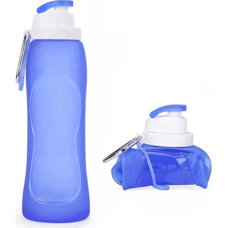 Botella de agua deportiva, libre de BPA, ultraligera, 500 ml, plegable, a prueba de fugas, ideal para fitness, gimnasio, yoga, Transparente (1/5)