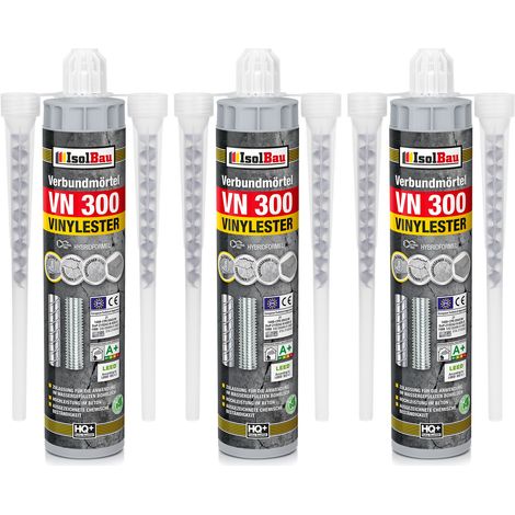 IsolBau Ancorante Chimico VN 300 Verbundmörtel 3 x 300ml + 6 Mixer (1/5)