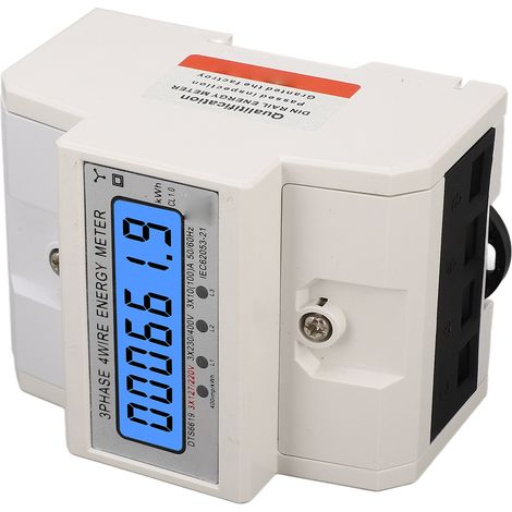Dreiphasen-4-Leiter-Stromzähler, kWh-Wattmeter, DIN-Schienenmontage, hintergrundbeleuchtetes LCD-Display, 3 x 127/220 V AC, 10–100 A (1/5)