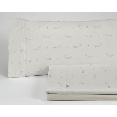 Juego de sábanas Cuca color piedra. Cama de 160 cm. 4 piezas (1/5)