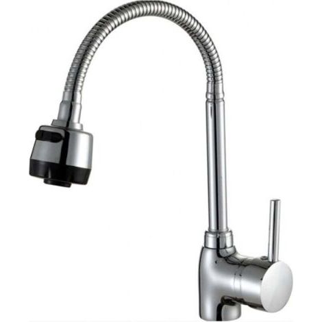 Robinet de cuisine à trois voies à embout universel en ABS avec tuyau d'eau chaude et froide de 60 cm (1/4)