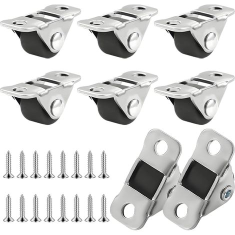 8 Stück 1,3 cm kleine Gummi-Möbelrollen mit Stahlplatte, leise Mini-Bockrollen, feste Metallplatte, für kleine Möbel, Tisch, Schrank, Wagen