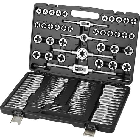 Coffret Tarauds et Filières 110 Pièces M2-M18 Kit de Taraudage et Filetage Métrique en Acier avec Mallette de Transport Outils pour Tarauder et Fileter Construction Réparation Auto Plomberie (1/5)