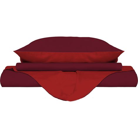 Copripiumino con Sacco e Federe Doubleface Rosso/Bordeaux Singolo (1/5)