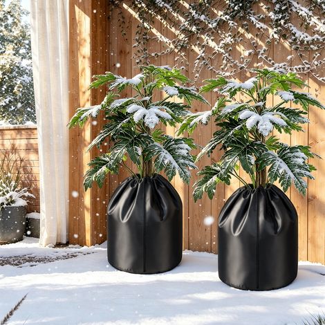 Jiubiaz Set da 2 protezioni invernali per piante 50x45 cm Nero, antigelo per piante in vaso con cerniera (1/5)