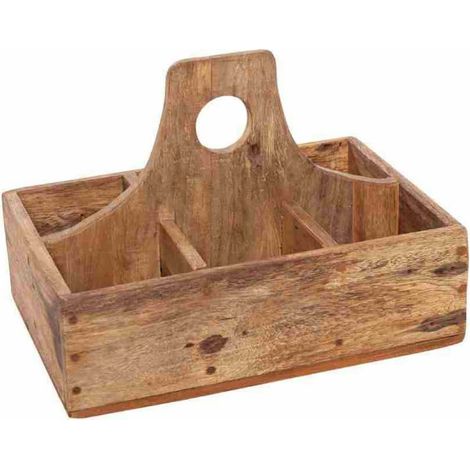 Freese – nature trends Caisse à boissons en bois avec poignée pour 6 bouteilles – 30 x 22 x 10 cm (1/2)