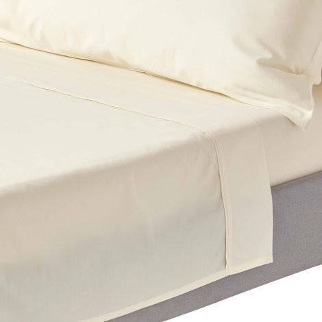 HOMESCAPES Cream Egyptian Cotton Flat Sheet 200 Thread Count, Single - Cream (1/5)