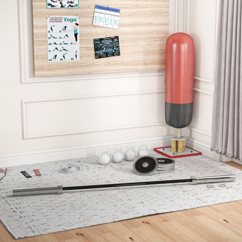 Barra de mancuernas de acero de 180 cm, Ø50 mm con 2 abrazaderas, capacidad de carga de 200 kg, barra de levantamiento de pesas para discos de peso de Ø5 cm, Fitness