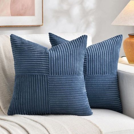 Taies d'oreiller en velours côtelé - lot de 2, style bohème - pour salon, chambre, canapé, lit, 45×45cm, vertes (1/5)
