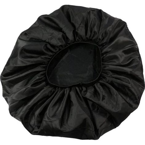 Bonnet de sommeil en satin pour femmes - Double couche - Élastique souple - Soin du corps noir (1/4)