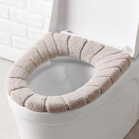 Tapis de toilette en suédine corail beige 30 cm avec housses d'abattant, descente de bain douce pour salle de bain (1/5)