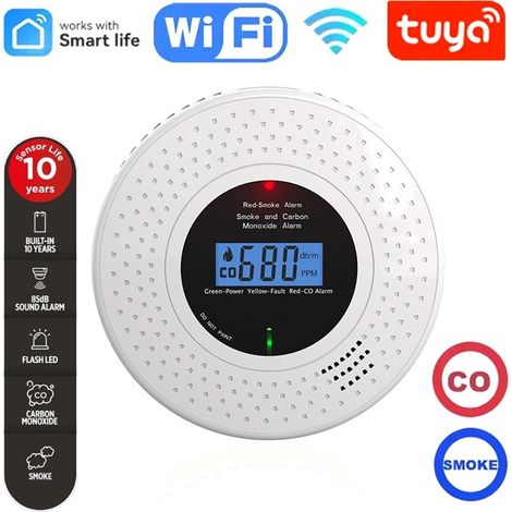 Tuya Rilevatore Combinato di Fumo e Monossido di Carbonio Smart Wi-Fi a Batteria (1/5)