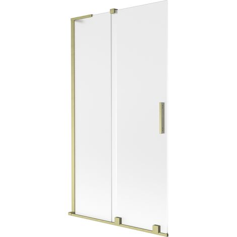 Mexen Velar L Badewannenfaltwand 2-flügelig, verschiebbar 100 x 150 cm, satiniert, gold gebürstet - 896-100-003-31-55 (1/5)