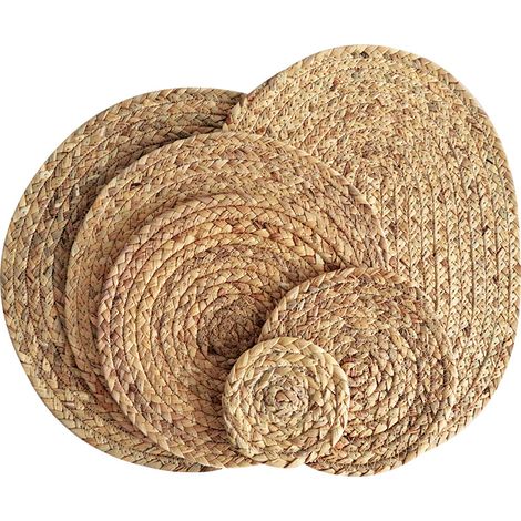 Set de table en paille tressée, 30 cm, 1 pièce, set de table isolant thermique, adapté aux cuisines domestiques, peut également être utilisé comme sous-verre. (1/4)