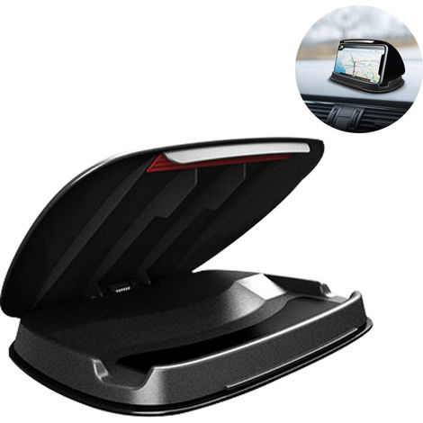 Support Téléphone Voiture - Fixation Tableau De Bord Sans Colle - Compatible Tous Smartphones 3 À 7 Pouces - ABS - Noir Gris (1/5)