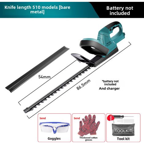 Taille-haie électrique rechargeable, portable et sans fil, pour jardin, taille-arbre à thé, outils agricoles (lame longue 510 en métal nu) (1/5)