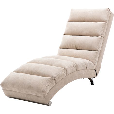 Méridienne fija moderna beige de lino con vibración suave y bolsillo lateral (1/5)