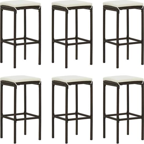 vidaXL Taburetes de cocina con cojines 6 uds ratán sintético marrón (1/5)