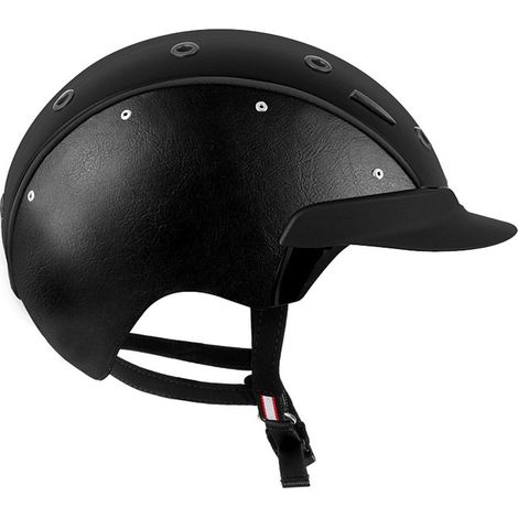 L (59-62 cm), Noir: Casque d'équitation Master 6 en cuir latéral et centre en daim (1/4)