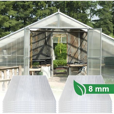 Jiubiaz 10x Plaques de Polycarbonate Creux 8mm 121x60,5cm découpe 7,3m² résistant UV Double paroi Serre Jardin Plaque (1/5)