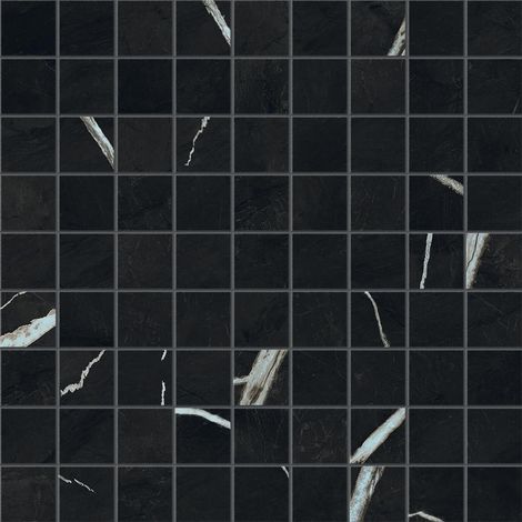 Mosaïque effet Marbre Noir Impérial 3,5x3,5 cm Quadra 30x30x0,9 cm Mat Orsiano - Sol et mur intérieur (vendu par carton de 0,9 m²) - RO'MA CARRELAGE
