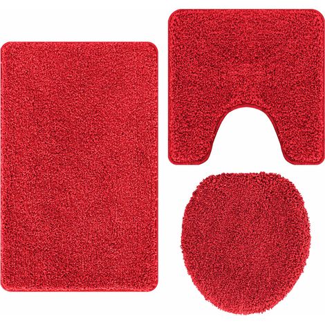 Maison Exclusive - Set di tappetini antiscivolo per il bagno 3 pz Rosso 50 x 80 cm (1/5)