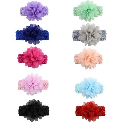 Bandeaux en Mousseline Design Réglable pour Garçon et Filles 10 Pièces Élastique Confortable Couleurs Variées pour Séance Photo pour Filles et Bébés (1/5)