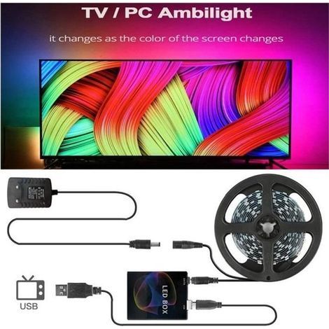 Bande Ruban lumineux Ambilight LED Lumière de câble Éclairage arrière PC TV 30LEDs/M 4M (1/4)