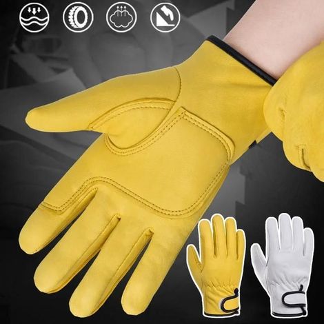 Gants de protection en cuir de mouton résistants – gants de soudage ignifuges avec paume anti-dérapante, pour chantier, jardinage et métallurgie (1/5)