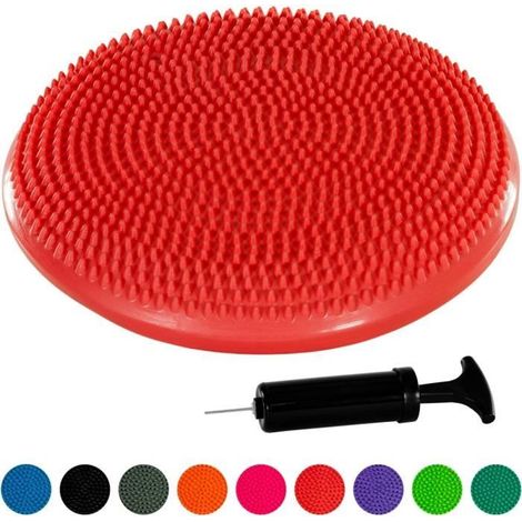 Coussin d'équilibre et d'assise gonflable MOVIT - Rouge - Pour exercices de renforcement et posture (1/4)