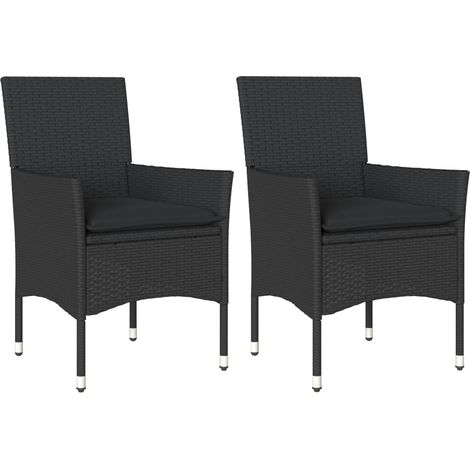 Maison Exclusive - Gartenstühle mit Kissen 2 Stk. Schwarz Poly Ra