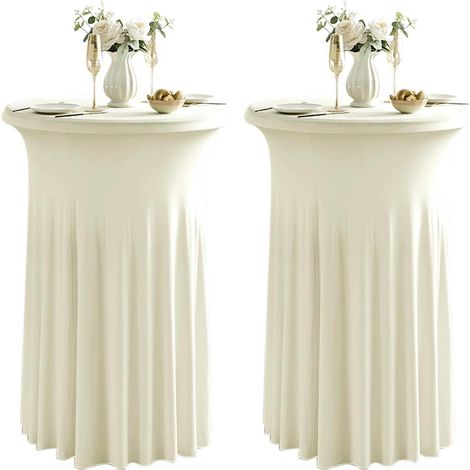 2er Pack Cocktail Tischdecke mit Rock, Stretch Spandex, Beige, 60x110cm