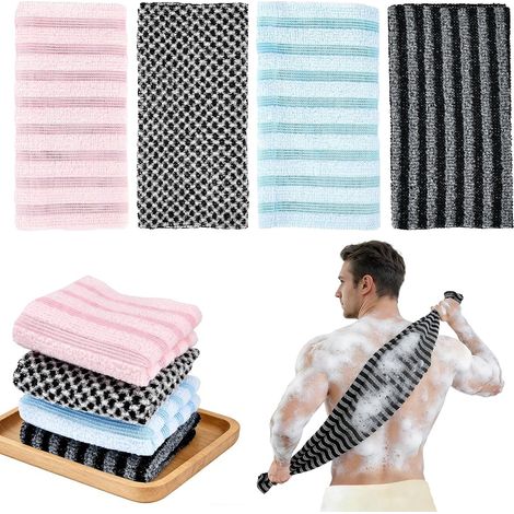 4-teiliges Peeling-Duschhandtuch-Set, 24 x 100 cm extra langes Doppelpeeling-Handtuch, für Bad, Rücken und Körper, für Damen und Herren (1/5)