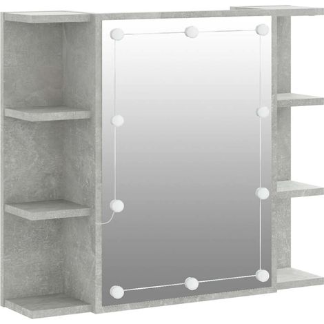 Mobile a Specchio con LED Grigio Cemento 70x16,5x60 cm (1/5)
