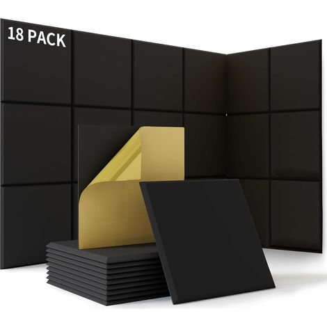 Lot de 18 panneaux acoustiques autocollants 30x30cm – Haute densité 230kg/m³ – Isolation phonique pour studios, bureaux, salles de jeux