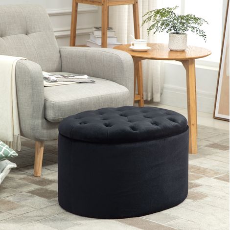 MEUBLIV Banco arcón 71x52x42 cm negro – asiento acolchado, almacenamiento integrado, sin montaje (1/5)