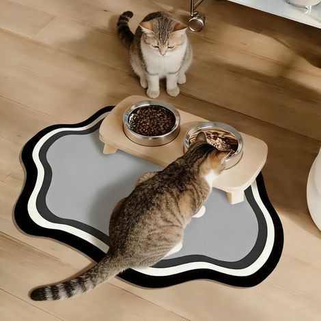 Tapis de gamelle pour chien et chat - 60 x 40 cm - Antidérapant - Absorbant - Pour chien et chat (nuage) (1/5)