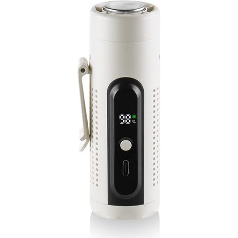 Portable handheld fan with turbine cooling function, 360° airflow and multifunctional clip (white). (1/5)