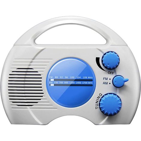 Radio de douche étanche sans fil AM/FM portable pour bain, piscine, bateau, plage et voyage (1/5)