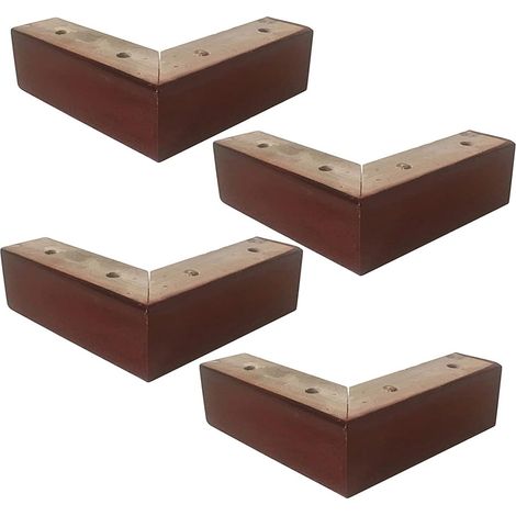 Set di 4 gambe per mobili in legno massello a forma di L, gambe di ricambio per mobili da comodino e tavolino da tè (senza viti) (1/4)