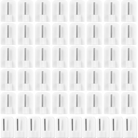 Lot de 50 crochets de rideaux autocollants - Crochets adhésifs pour fenêtre - Sans perçage - Crochets de suspension pour rideaux - Crochets d'extrémité en plastique (1/5)