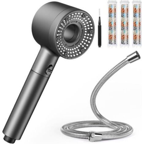 High Pressure Shower Head, Water Saving Shower Head with 1.5M Shower Hose, Anti Limescale Shower Head with Filter with 5 Spray Modes (1/5)