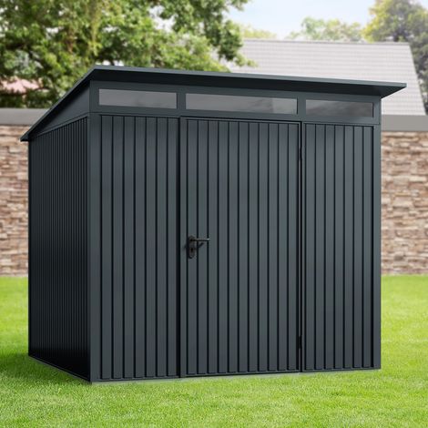 Hörmann Ecostar Metall-Gerätehaus Trend mit Pultdach Typ 2, 248 x 283 cm, anthrazitgrau, 5,7 m², 1-flüglige Tür