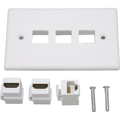 Plaque murale Ethernet multimédia 4K HD à 2 ports, sans soudure plaque murale Keystone Cat6 à 1 port pour projecteur HDTV (1/5)