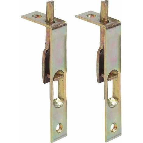 2x Verrou à entailler pour meuble à encastrer dans le bord frontal et à visser en acier chromaté jaune languette de pêne droite Levier Loquet Cadenas Fermeture Porte Rénovation, 60 x 41mm (1/2)