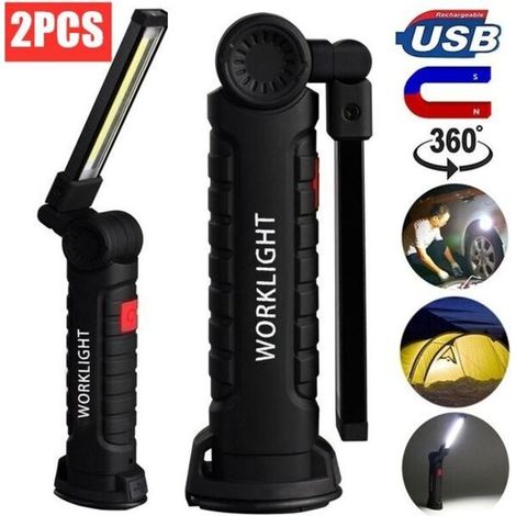 Baladeuse de chantier COB Torche Rechargeable Lampe de Travail d'Inspection Flexible - 2PC (1/4)