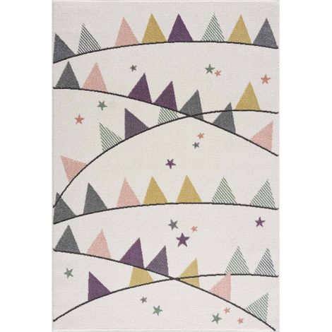 Tapis pour chambre d'enfant Crème Motif Guirlandes Multicolores 140x200cm